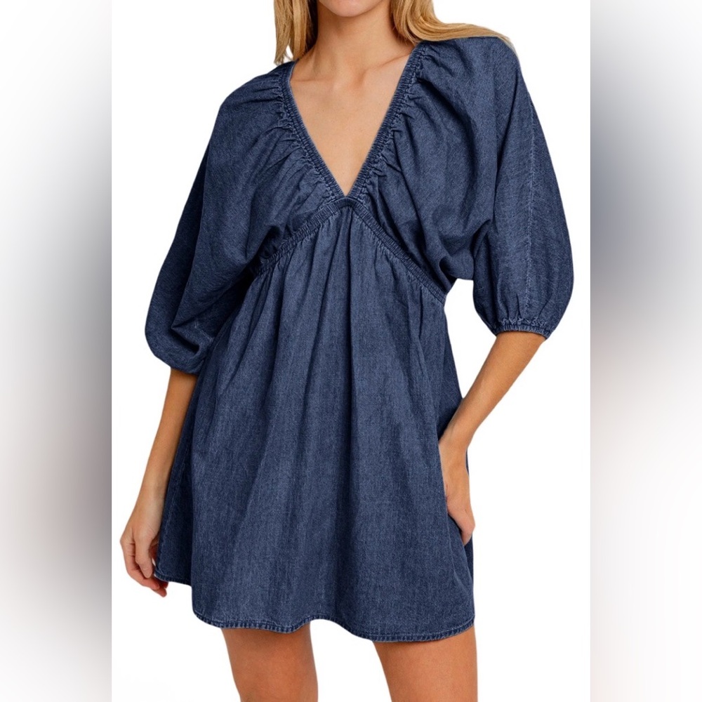 #831 Free People Portia Denim Dress Medium - Picture 3 of 7